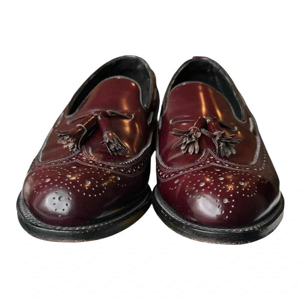Vintage Florsheim Royal Imperial Tassel Wingtip Leather Loafer Burgundy Men’s 9E